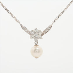 Necklace Pearl & Diamonds 0.43 ct Platinum 850 and WG 6.2g