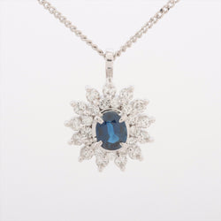 Necklace Blue Sapphire 0.35 ct Diamonds 0.38 ct Pt900 x Pt850 4.5g