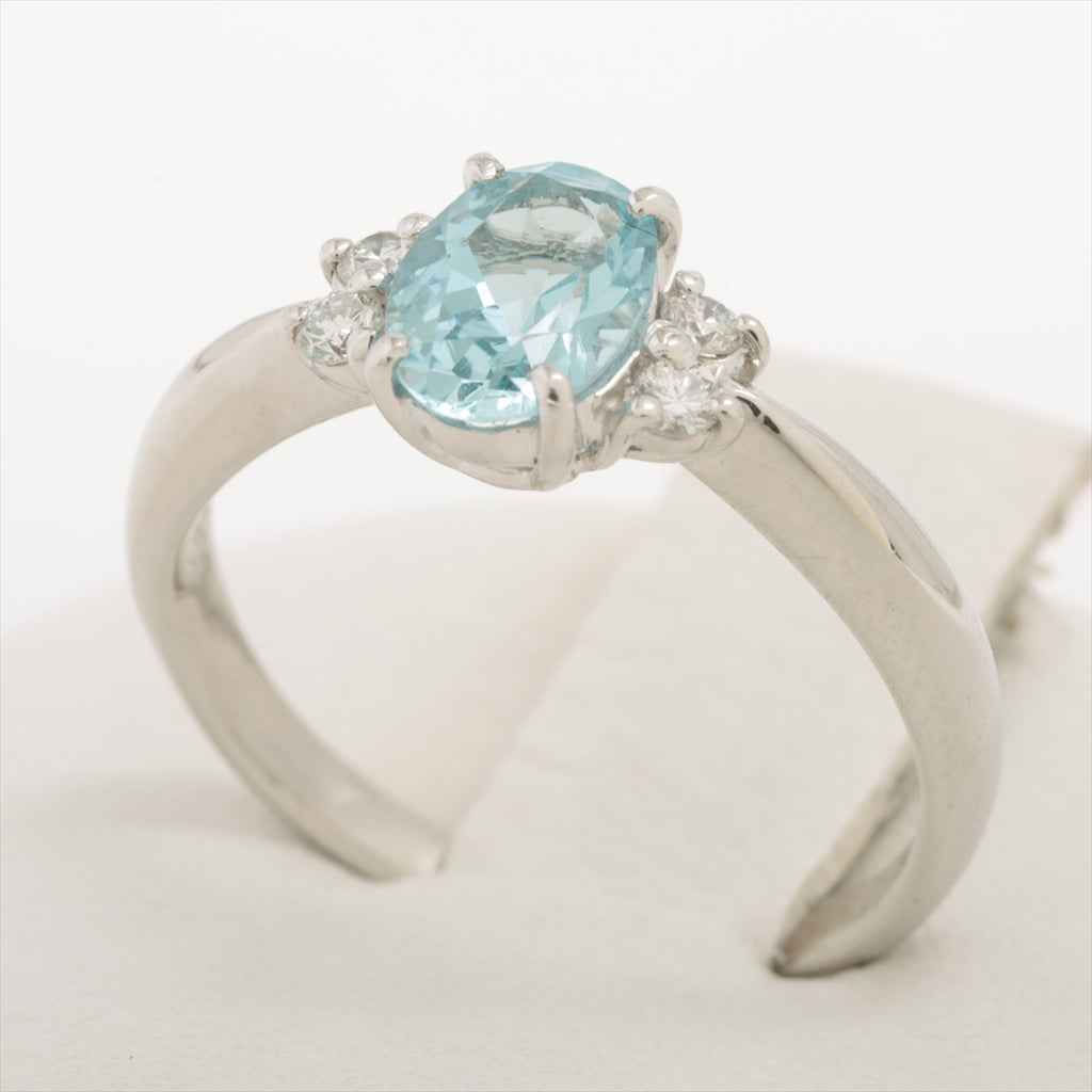 Ring Aquamarine 0.61 ct Diamonds 0.09 ct Pt900 3.4g