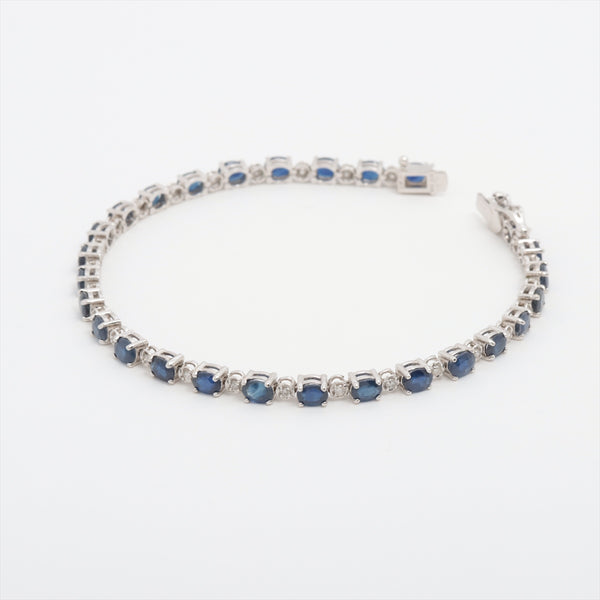 Bracelet Blue Sapphire 6.00 ct Diamonds 0.30 ct White Gold 18kt 8.5g
