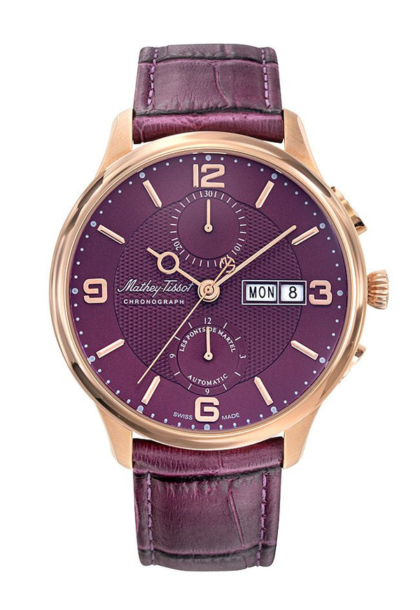 Mathey-Tissot Edmond Chrono Auto Rose Gold / Purple Dial & Strap H1886CHATPR