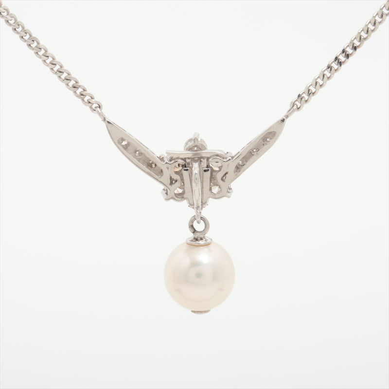 Necklace Pearl & Diamonds 0.43 ct Platinum 850 and WG 6.2g