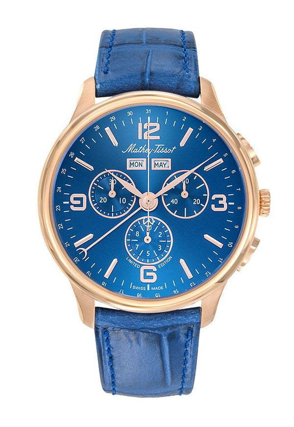 Mathey-Tissot Edmond 5040F Rose Gold / Blue Leather & Blue Dial H1886CHPBU