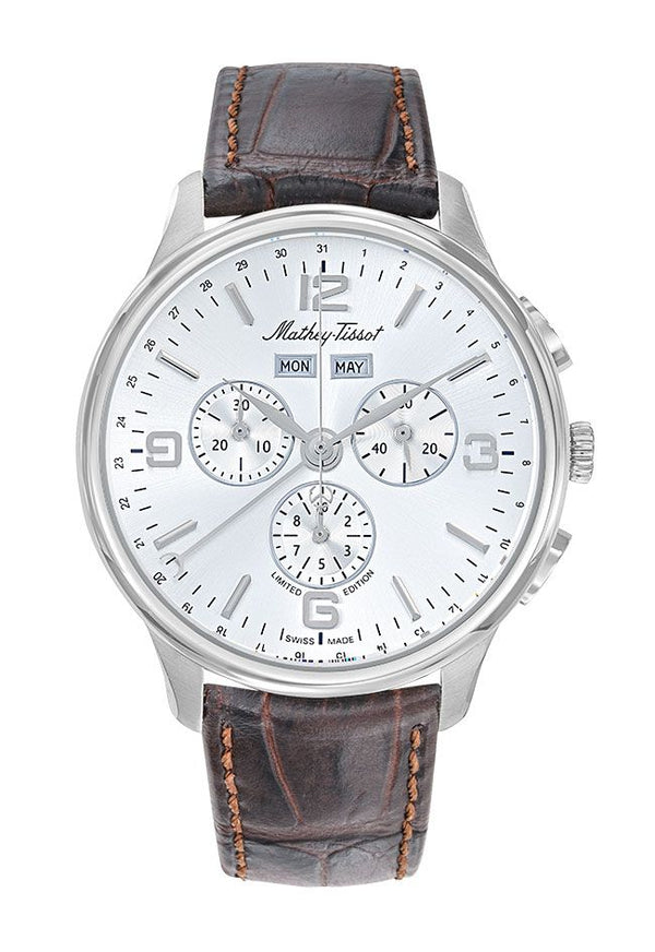 Mathey-Tissot Edmond 5040F Stainless Steel / Brown Leather & White Dial H1886CHSA