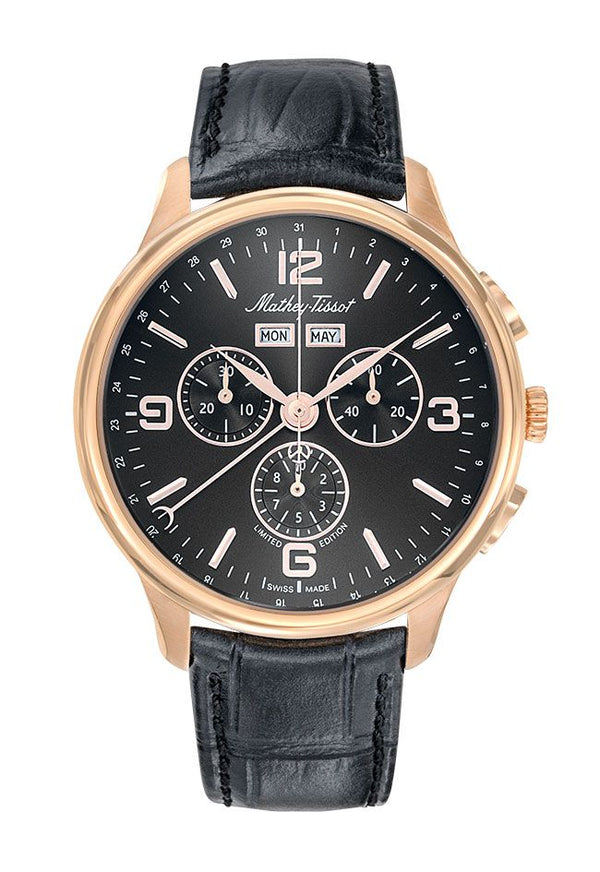 Mathey-Tissot Edmond 5040F Rose Gold / Black Leather & Black Dial H1886CHPSN