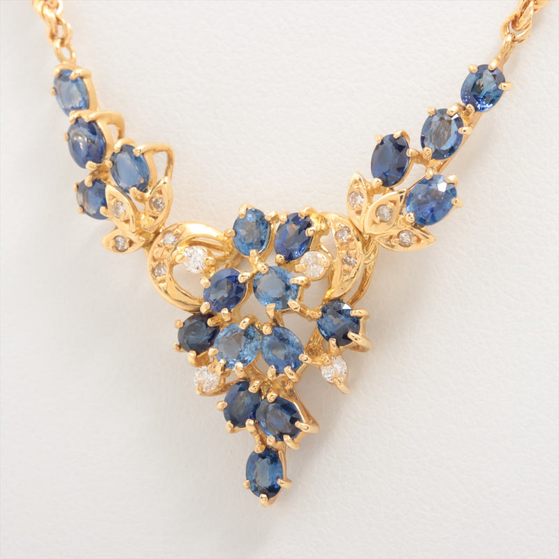 Collier Saphir Bleu 3,66 ct Diamants 0,17 ct Or Jaune 18ct 6,9g