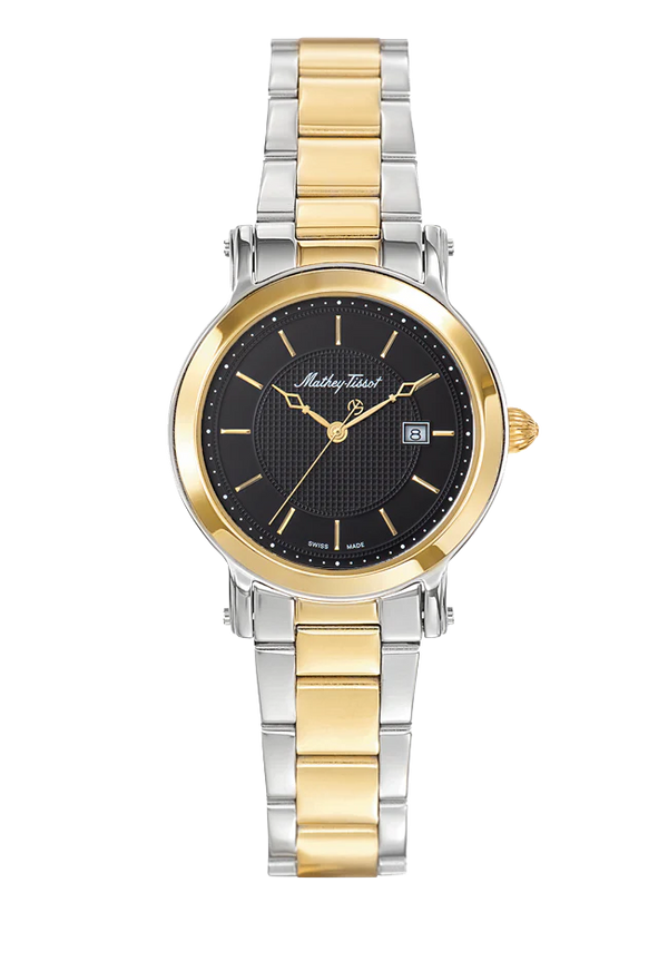 Mathey-Tissot City Metal Stainless Steel / Gold Plated & Black Dial D31186MBN