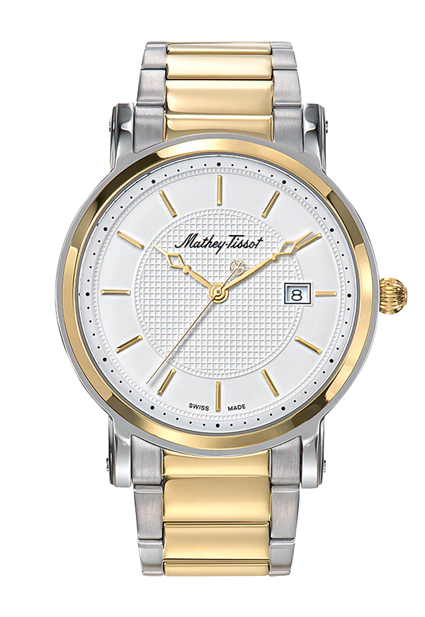 Mathey-Tissot City Metal Stainless Steel / Gold Plated & White Dial H611251MBI