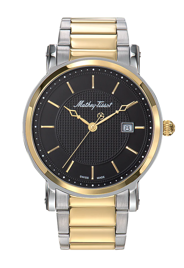Mathey-Tissot City Metal Stainless Steel / Gold Plated & Black Dial H611251MBN