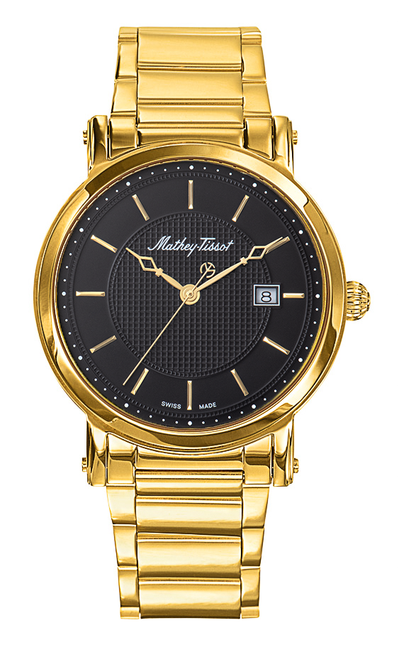 Mathey-Tissot City Metal Gold Plated & Black Dial HB611251MPN