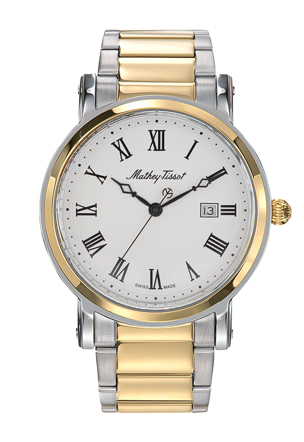 Mathey-Tissot City Metal Stainless Steel / Gold Plated & White Dial HB611251MBR