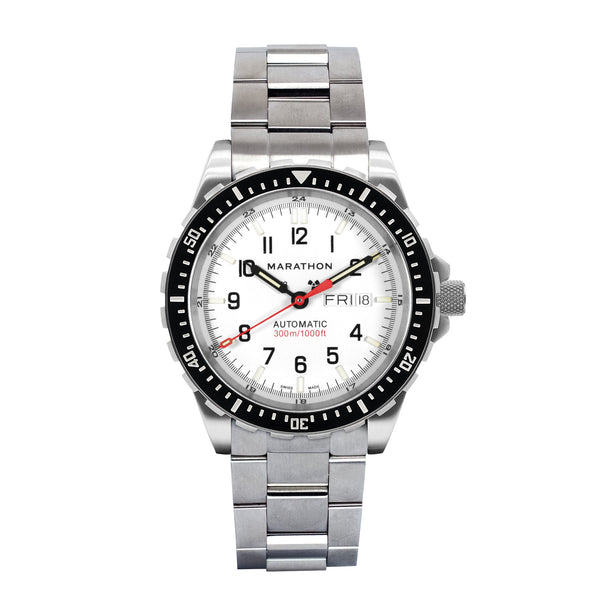 Marathon Watch 46mm Arctic Edition Jumbo Day/Date Automatic (JDD) with Stainless Steel Bracelet