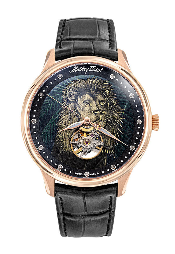 Mathey-Tissot Edmond Automatic Handcrafted Rose Gold & Black Leather MC1886PLIO