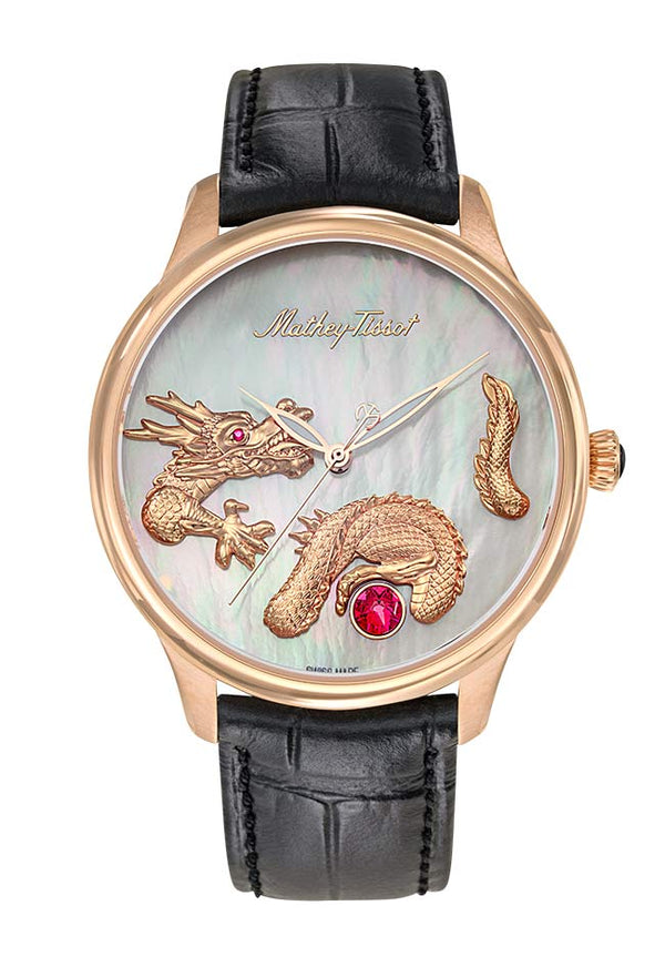Mathey-Tissot Edmond Automatic Handcrafted Dragon Rose Gold & Black Leather MD1886PA
