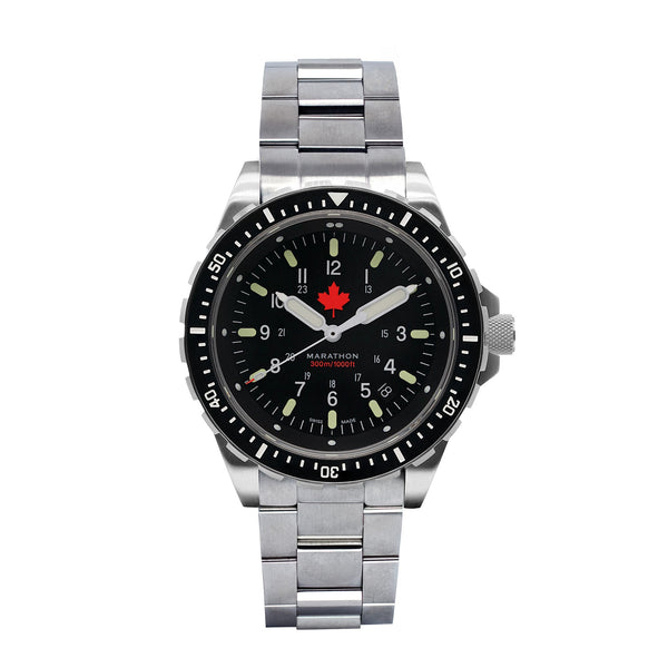 Marathon Watch 46mm Red Maple Jumbo Diver's Quartz (JSAR) with Stainless Steel Bracelet