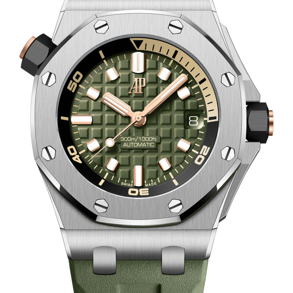 Audemars Piguet Royal Oak Offshore Diver Steel Green Dial Rubber Strap 15720ST.OO.A052CA.01